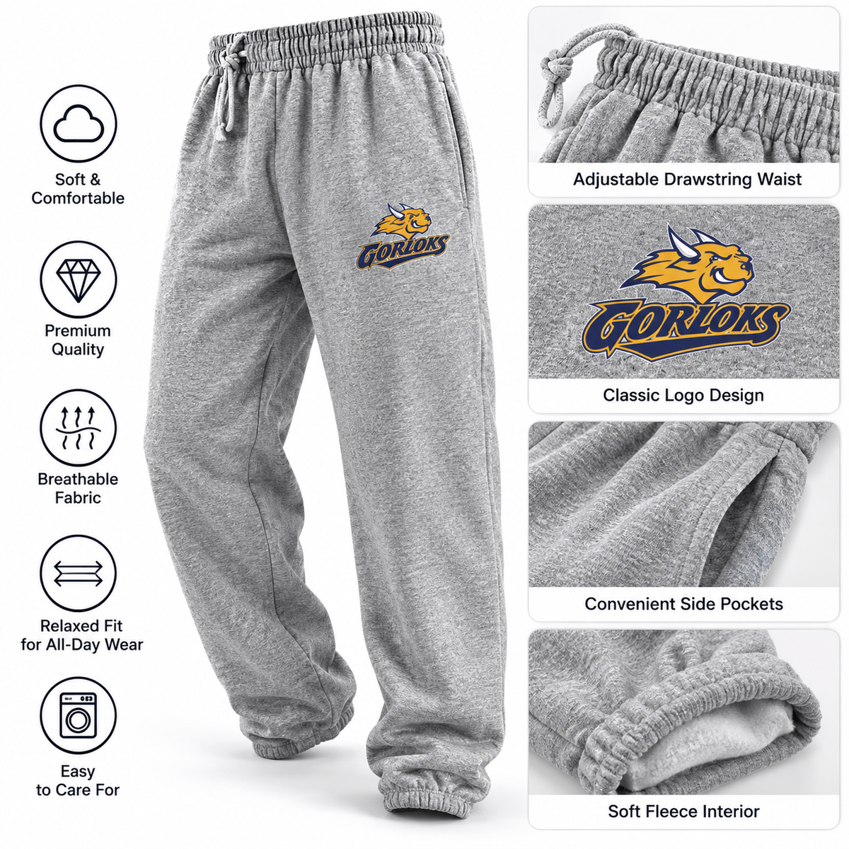 LOGOVISION Webster University Primary Logo Mens Jogger Sweatpants Athletic Heather X-Large