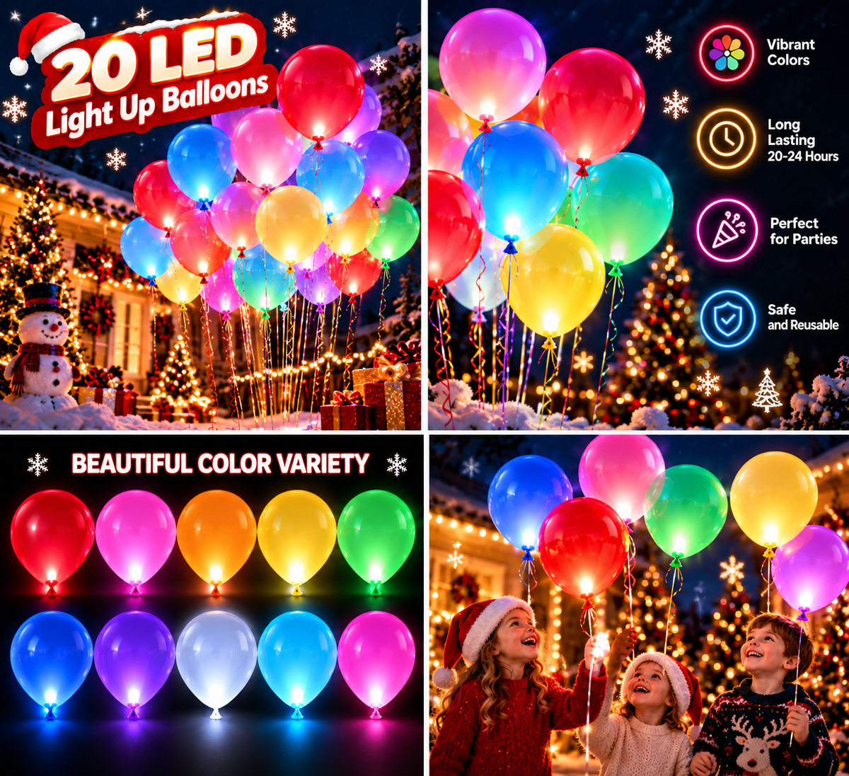 20 LED Light Up Balloons Mixed Colors Flashing Lasts 24 Hours Glow in the dark for Birthday Glow Party Favors Supplies Wedding Halloween Christmas Decorations