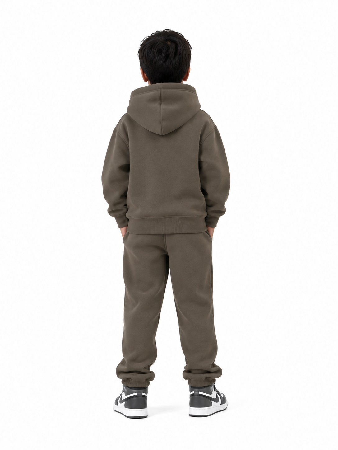 Flygo Girls Boys Fleece 2 Piece Outfits Pants Set Hoodies Sweatshirt and Jogger Sweatpants(Coffee-L)